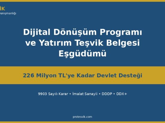 Yatırım Teşvik Belgesi ve Dijital Dönüşüm Programı (DDDP) Eşgüdümü 2026: 226 Milyon TL’ye Kadar Devlet Desteği