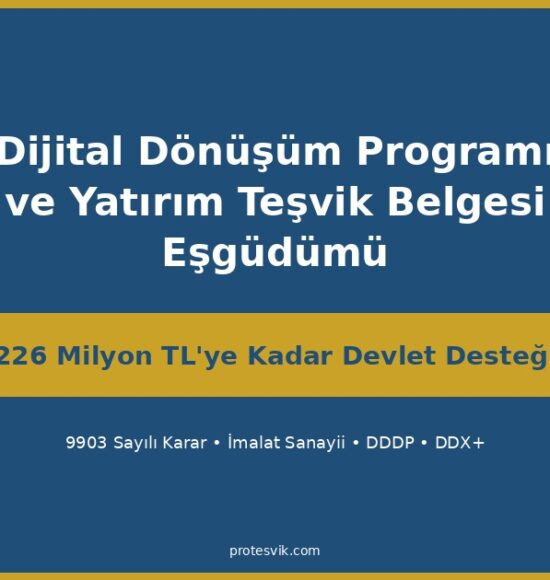 Yatırım Teşvik Belgesi ve Dijital Dönüşüm Programı (DDDP) Eşgüdümü 2026: 226 Milyon TL’ye Kadar Devlet Desteği