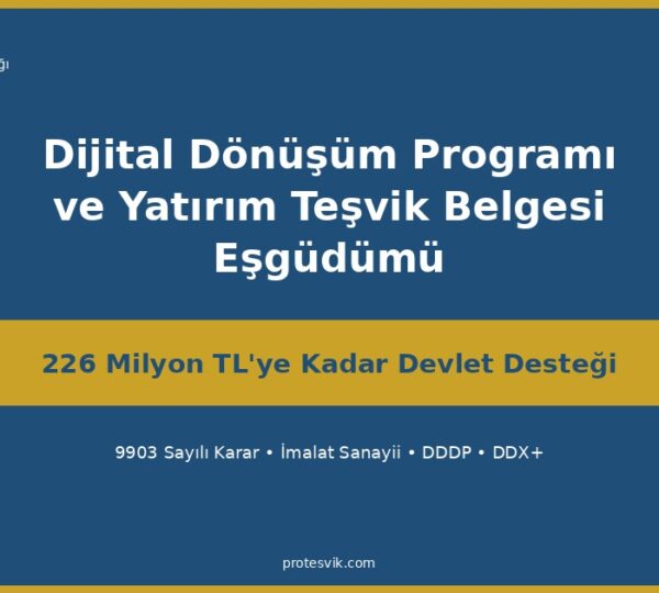 Dijital Dönüşüm Programı ve Yatırım Teşvik Belgesi eşgüdümü 2026, 226 milyon TL devlet desteği