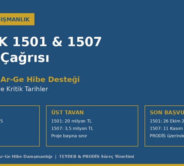 TÜBİTAK 1501 ve 1507 2026/2 çağrısı KOBİ Ar-Ge hibe desteği başvuru rehberi