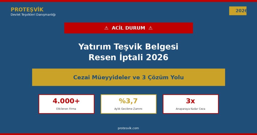 Yatırım teşvik belgesi resen iptali 2026, cezai müeyyideler ve çözüm yolları, 4000+ etkilenen firma